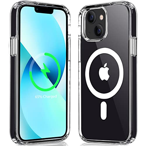 Hsefo Magnetic Case for iPhone 13 Case Clear, Compatible with MagSafe Wireless Charging, Translucent Anti-Scratch Back Shockproof Protective Slim Thin Phone Case for iPhone 13, Clear