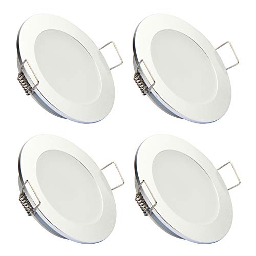 Obeaming DC 12V LED Ceiling Light RVs Boat Van Recessed Puck Light, Super Slim Flush Mount Downlights for Caravan Camper Travel Trailer Motorhome Yachts Interior Lighting, 3W 4 Pack (Warm White)