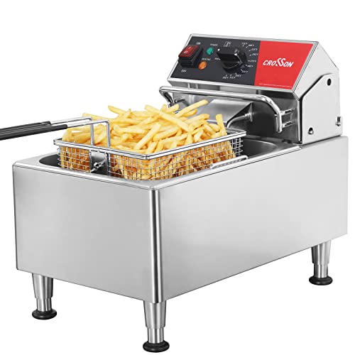 CROSSON ETL Listed 13Lbs Electric Countertop Deep Fryer with Easy-assembling Solid Basket,Removeable Oil Container for Restaurant Home Use-120V,1800W Commercial Deep Fryer