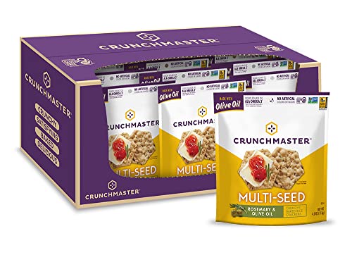 Crunchmaster Rosemary & Olive Oil Snack Crackers, Gluten Free, Non GMO, 4 Ounces (Pack Of 12)