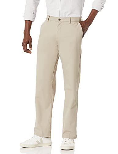 Amazon Essentials Men's Classic-Fit Wrinkle-Resistant Flat-Front Chino Pant (Available in Big & Tall), Khaki Brown, 34W x 30L