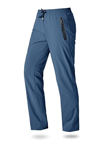 Boladeci Athletic Pants for Men Lightweight Quick Dry Elastic Waist Summer Outdoor Casual Workout Jogger Travel Fishing Hiking Pants Blue Grey 38