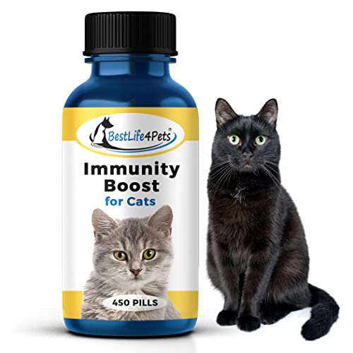 Immunity Boost for Cats Supplement  Helps Your Feline's Respiratory and Digestive System Fight Off Colds and Infections  All Natural, No Fuss Remedy (450 Pills)