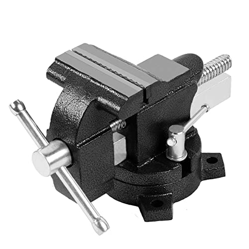 Bench Vise, 4-1/2" Vice for Workbench, Home Vise with Pipe Jaw and Swivel Base Table Vise for Woodworking, Home Workshop, Assembly and General Maintenance (Black)