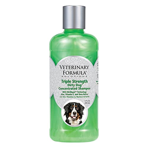 Veterinary Formula Solutions Triple Strength Dirty Dog Concentrated Shampoo, 17 oz  DirtRepel Technology Cleans Extra Dirty and Smelly Dogs  Contains Wheat Protein, Shea Butter, Aloe, Vitamin E, Green