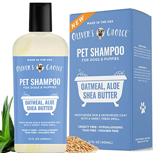 Dog Shampoo with Oatmeal and Aloe. Shea Butter for Smelly Dogs, Puppy Shampoo by Oliver's Choice 14 oz