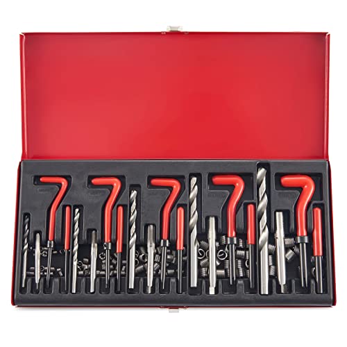 Orion Motor Tech OMT Metric Thread Repair Tool Kit | HSS Drill Bits Taps Threaded Inserts Installation Tool and Tang Break-Off Tool Set for Repairing M5 M6 M8 M10 M12 Internal Screw Holes, 131pcs