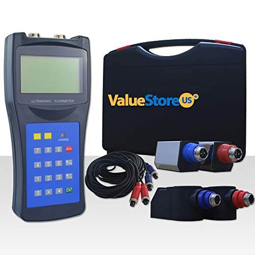 ValueStore.us Portable Digital Ultrasonic Flow Meter with Small & Medium Transducers for Pipes from 0.76 to 27 inch (20 to 700 mm) & from -40F to 320F (-40C to 160C). (USF-100)