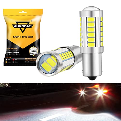 Auxbeam 1156 Reverse Light Bulbs, Super Bright 6500K White P21W BA15S LED Bulbs for Backup Reverse Lights, 33-SMD LED Chipsets with Projector, Pack of 2