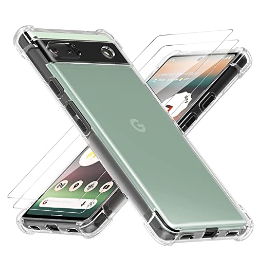 Design for Google Pixel 6A Case, [Military-Grade Protection][Yellowing-Resistant] Compatible with Wireless Charging Slim Shockproof Case for Google Pixel 6A 6.1"(Clear)