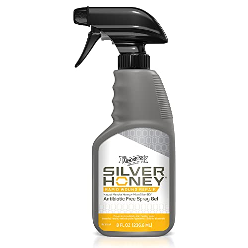 Absorbine Silver Honey Rapid Wound Repair Spray Gel, Medical Grade Manuka Honey & MicroSilver BG, Fast Healing for Equine & Large Animals, 8oz Bottle