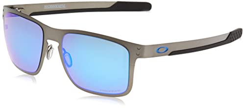 Oakley Men's OO4123 Holbrook Metal Square Sunglasses, Matte Gunmetal/Prizm Sapphire Iridium Polarized, 55 mm