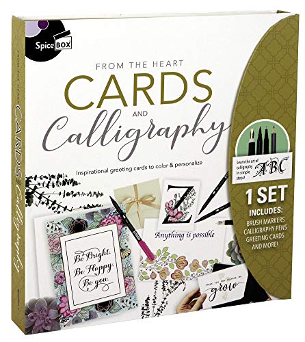 SpiceBox Adult Art Craft & Hobby Kits Sketch Plus Cards & Calligraphy, 14 Greeting Cards to Customize, Art Kit for Adult