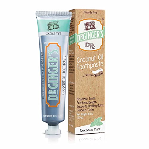 Dr. Ginger's Coconut Oil Toothpaste, All-Natural Oil Pulling & Xylitol for Fresh Breath, Gum Health, Plaque Prevention, and Sensitive Teeth, Fluoride-Free, Coconut Mint Flavor, 4oz, 1ct