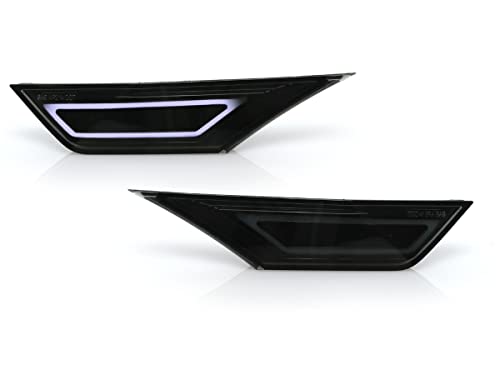 USR UNIQUE STYLE RACING DEPO civic side markers-911 Carrera Style LED Light Bar Smoke Front Bumper Sidemarker Lamp comp. with 2016-2021 Honda Civic Coupe Sedan Hatchback All Models(10thGen White LED)