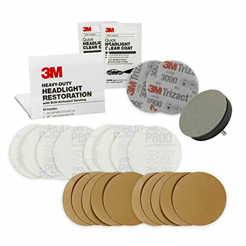 3M Headlight Restoration Kit, Heavy Duty 2-Pack, Easy Heavy Duty Car Headlight Restoration System, Headlight Cleaner and Restorer, Use With A Household Drill