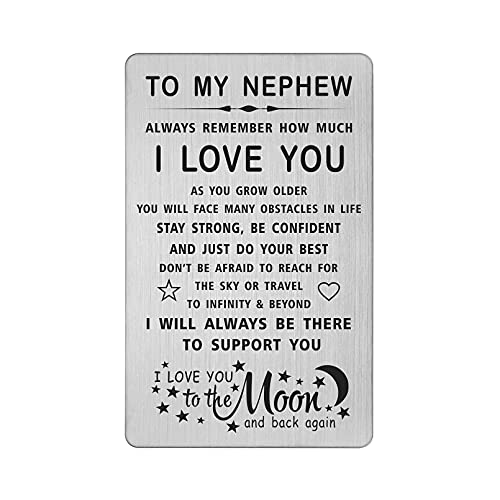 TANWIH Nephew Wallet Card, Gifts for Nephew from Aunt Uncle, Nephew Birthday Card Adult, Graduation Card Gifts, Christmas
