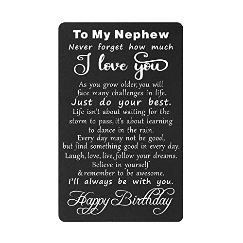 NephewBirthdayCard, HappyBirthdayNephew, Inspirational Engraved Birthday Greeting Card for Nephew