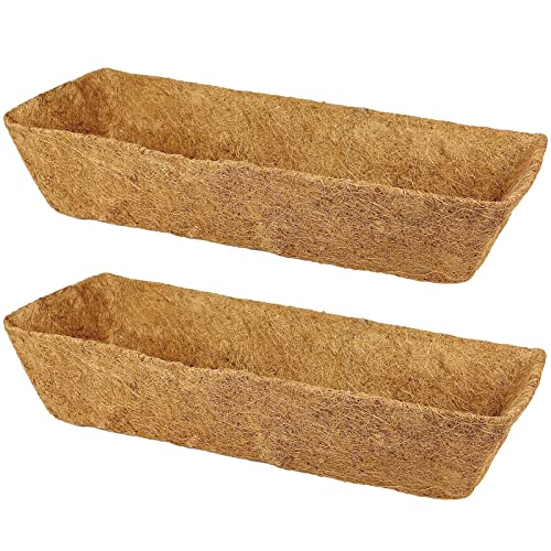 karlliu 2 Pack 24 Inch Trough Coco Fiber Replacement Liner Window Deck Natural Coconut Planter Liners for Window Box