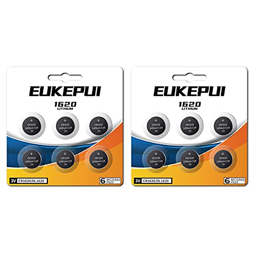 EUKEPUI CR1620 Battery, DL1620 3V Lithium Coin Cell -12 Count