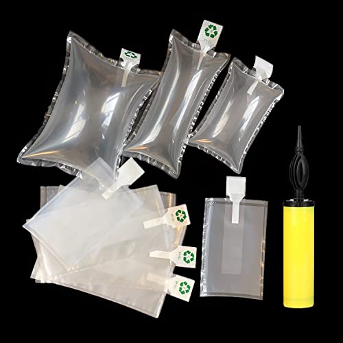 100 PackBZQZDAI 5.9"9.8" Clear Plastic Inflatable Air Packaging Bags Air Pillows Air Cushions Buffer Bags Void Fill Cushioning for Shipping and Packaging With FREE HAND PUMP