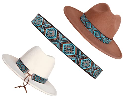 Turquoise, Brown and Black Western Style Hat Band, Cowboy Hatband, Adjustable Fedora Hat Belt, Women or Men Hat Bands