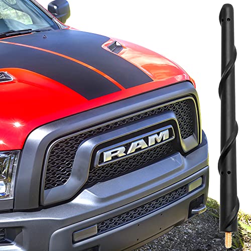 KSaAuto Antenna for Dodge Ram 1500 2500 3500 2009-2023, Dodge Ram 1500 Antenna Replacement, 7 Inch Stubby Spiral Rubber Pickup Car Truck Dodge Ram 1500 Accessories Upgrade for AM FM Radio Reception