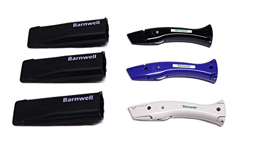 Barnwell Set of 3 Black, Blue, White Dolphin Delphin Carpet Fitters Work Trimming Fixed Knives Knife and Holster NO Blades