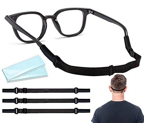 VINSONSI Glasses Strap - 3 Pcs Adjustable Eyeglass Strap and 2 Pcs Glasses Cloth Combination set - suitable for Men's and Women's Eyeglass Straps, Kids Eyeglass Straps, Sunglass Straps