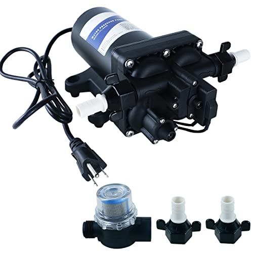 TDRRICH Water Pressure Booster Pump for House110V RV Water Transfer 5.5GPM 75PSI Self-priming Pump,Diaphragm Power Water Pumps for Boats Inline Garden Hose Lawn Camper Sprinkler Irrigation