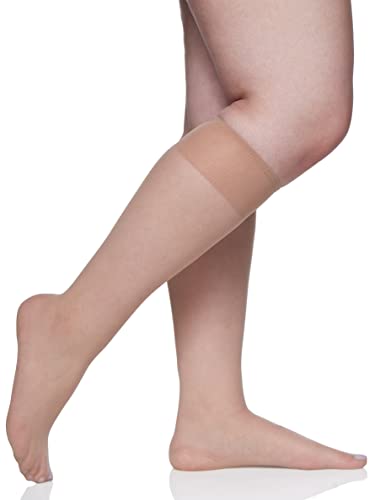 Berkshire womens 3 Pairs Queen All Day Sheer With Sandalfoot Toe Queen Size Knee High, Nude, 10-13 Plus