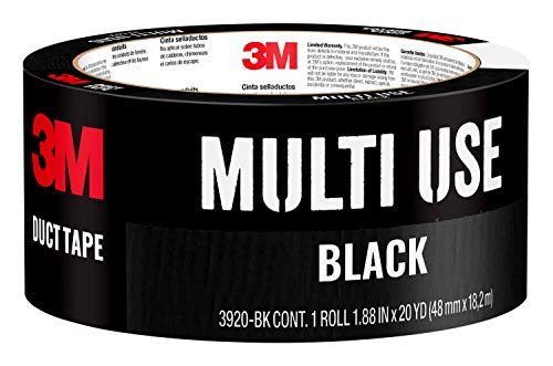 3M Multi-Use Colored Duct Tape, Black with Strong Adhesive and Water-Resistant Backing, Multi-Surface 3M Duct Tape for Indoor and Outdoor Use, 1.88 Inches x 20 Yards, 1 Roll