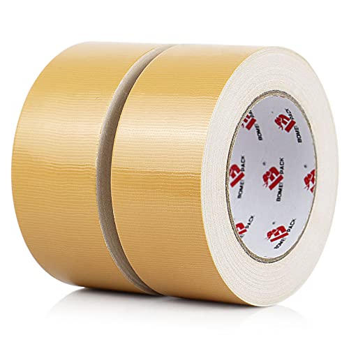 2 Pack Tan Duct Tape Heavy Duty,9 Mil Thickness,2 Inches x 30 Yards,Strong Industrial Strength,Flexible,No Residue,Waterproof and Tear by Hand,Multi-Use for Indoor & Outdoor Repairs