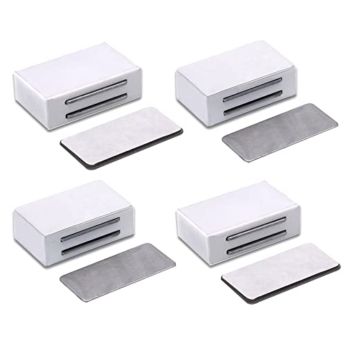 Magnetic Door Catch Magnets with Adhesive Backing Cabinet Magnets Thin Flat Furniture Catch Adhesive Door Latch (4 Pack White)