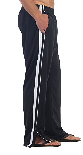 Gioberti Mens Athletic Track Pants, Black White, Medium