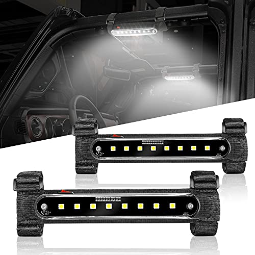 SUNPIE Roll Bar Mount LED UTV Dome Lights Interior Lights for UTV(Polaris RZR Ranger) Can am Honda Arctic cat All Jeep Model Off Road Vehicle w/Eight LED Chips, Upgrade Battery Cover Two Pieces