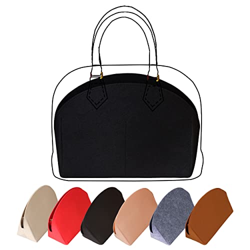 TTdayup Felt Purse Organizer Insert with Zipper,Bag in Bag Shell Shaper Handbag & Tote Organizer Fits in Alma BB PM Tote(black,Alma BB)