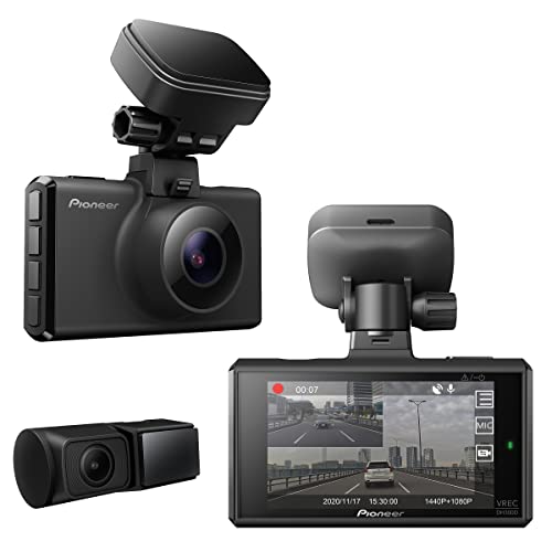 Pioneer VREC-DH300D 2-Channel Dual Recording 1440p WQHD (Wide Quad HD) Dash Camera System with 3 LCD Screen