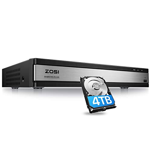 ZOSI H.265+ 16 Channel 1080P Video Security DVR Recorder with 4TB Hard Drive,16CH Hybrid 4-in-1 CCTV DVR for Home Surveillance Camera System,Easy Remote Access,Motion Alert Push,24/7 Recording