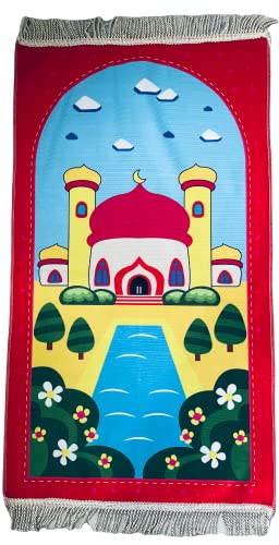 Muslim Kids Prayer Mat / Rug - Red