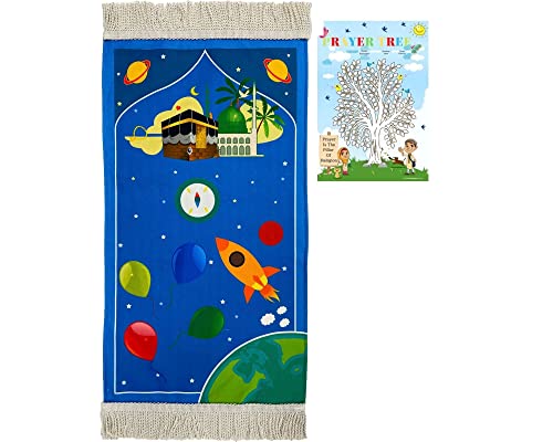 Kids Prayer Mat - Eid Gifts for Kids- Salah Mat for Kids Enjoyable Prayer Rug for Kids (Kids Prayer Rug (Only Blue1)