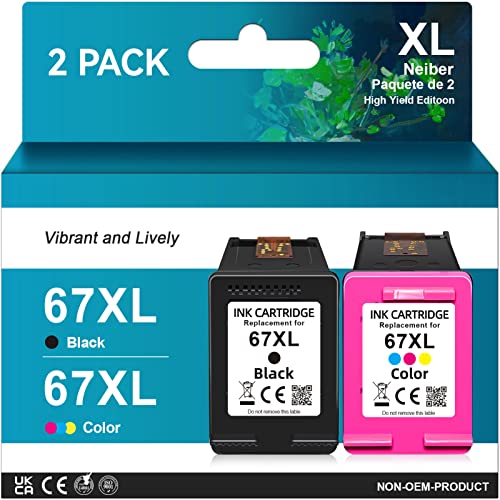 67XL Black/Tri-Color High Yield Ink Cartridge Combo Pack | Works for HP DeskJet 2700, 2755e, 4155e, 4100 Series, for HP Envy 6000, 6400, 6055e Series Printer