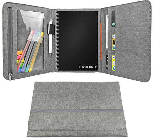 Folio Cover Compatible with Rocketbook Everlast Fusion, Multi A5 Size Notebook Organizer, Pen Loop/Business Card Holder, 8.8" x 6" inch (Executive Size)