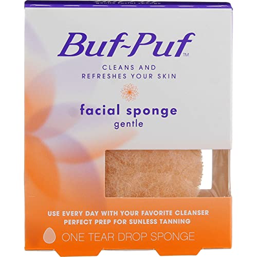 Buf-Puf Gentle Facial Sponge, Dermatologist Developed, Removes Deep Down Dirt & Makeup Causes Breakouts and Blackheads, Reusable, Exfoliating, 1 Count