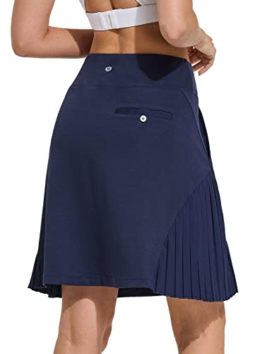 BALEAF 19.5" Golf Skorts Skirts for Women Knee Length Long Skorts with Side Pleats UPF 50+ Lightweight Quick Dry Summer Casual Navy L