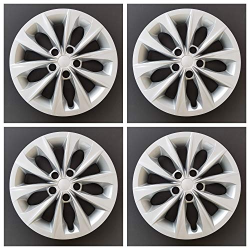 New Wheel Covers Replacements Fits 2015-2017 Toyota Camry; 16 Inch; 10 Spoke; Silver Color; Plastic; Set of 4; Standard Leg