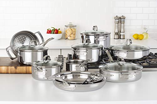 Viking Culinary 3-Ply Stainless Steel Cookware Set, 17 piece | Includes Pots & Pans, Steamer Insert & Glass Lids | Dishwasher, Oven Safe | Works on All Cooktops including Induction