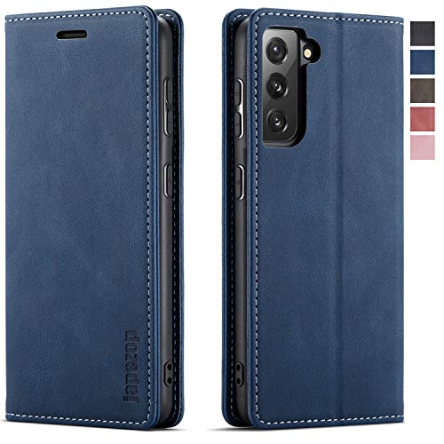 Samsung Galaxy S21 FE 5G Case,Samsung Galaxy S21 FE 5G Wallet Case with Card Holder RFID Blocking Kickstand Magnetic,Leather Flip Case Wallet for Samsung Galaxy S21 FE 5G 6.4 Inch (Blue)