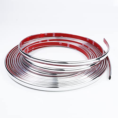 25Ft Automotive Chrome Trim Molding - Car Side Body Trim Strips(Self Adhesive) Scratch-Proof Decorative for Motor/Truck/RV Exterior and Interior Door Window Bumper - 5/16"(8mm) Wide