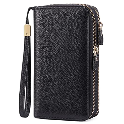 SENDEFN Womens Wallet Zip Around Card Holder Large Leather Phone Wristlet with RFID Blocking